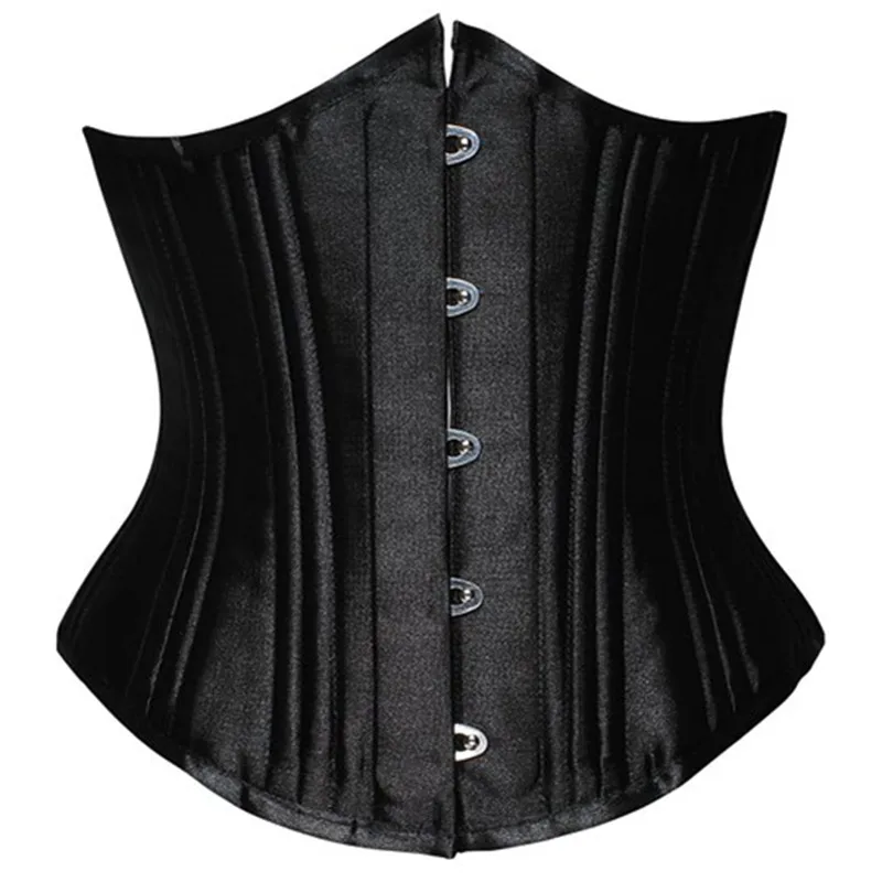 XS-3XL Women's 26 Steel Boned Waist Cincher Corset Black Lace Up Waist Control Underbust Slimming Body Shaper Corset Corselet