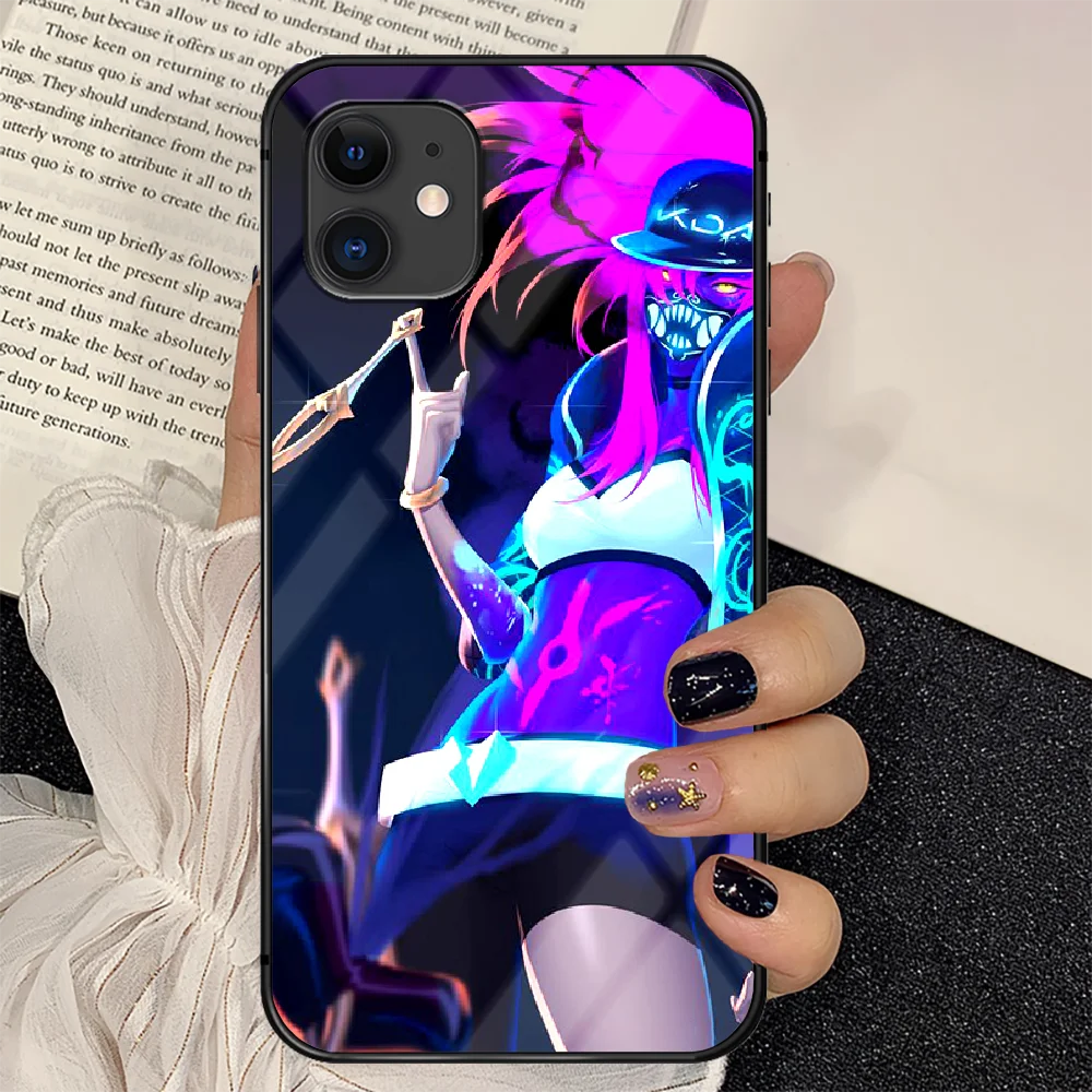 

LOL KDA Akali Phone Tempered Glass Case Cover For IPhone 6 6S 7 8 11 12 X Xr Xs Se 2020 Pro Max Plus Mini Painting Prime Hoesjes