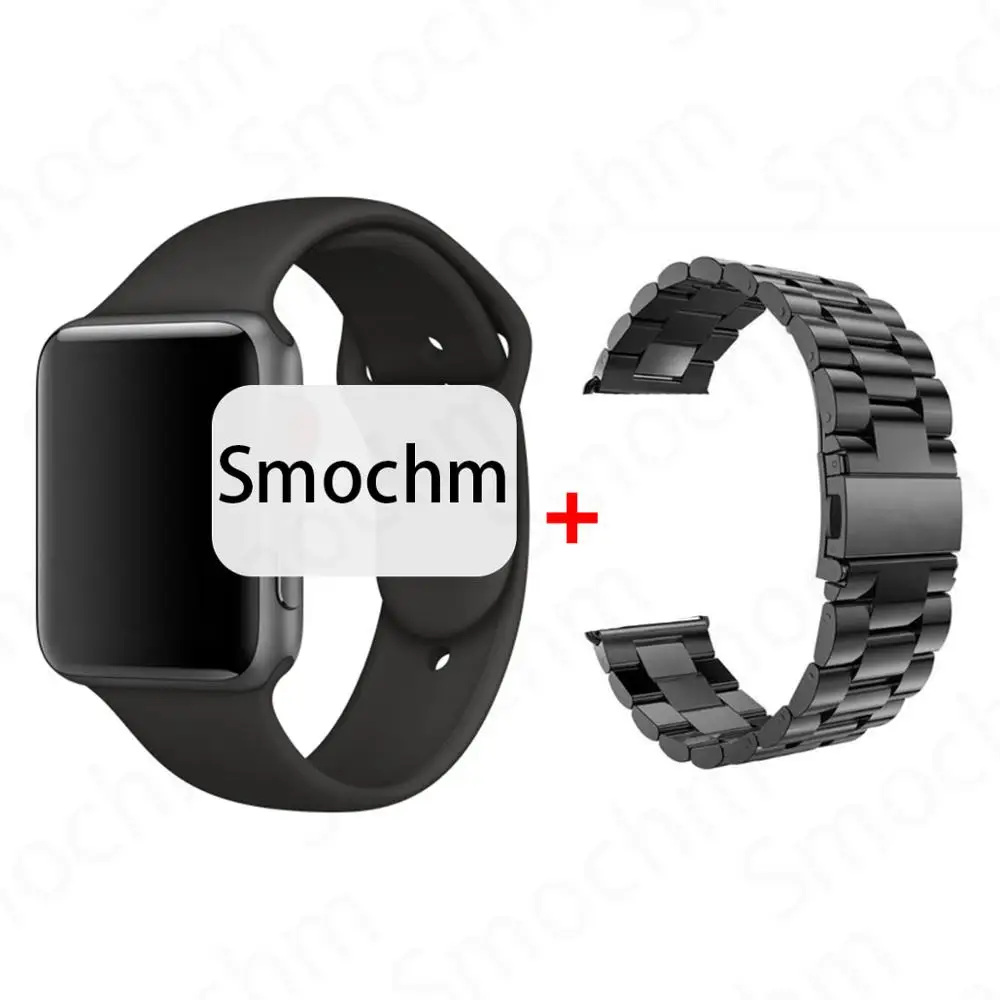Smochm IWO 8 Plus 1:1 MTK2502C Беспроводное зарядное устройство Bluetooth Смарт часы обновление IWO 9 IWO8 Smartwatch 44 мм серия 4 для Apple Watch - Цвет: Black BlackStainless