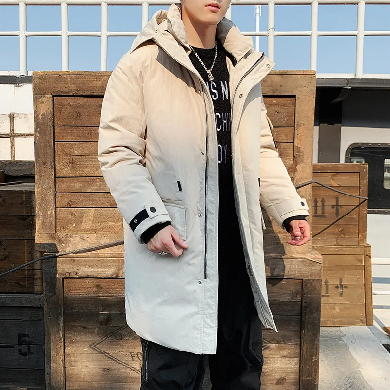 

2020 Winter New Down Jacket Mid-length Hooded White Duck Down Plus Size Kasun Casual Fashion All-match Male Jacket Free Shipping