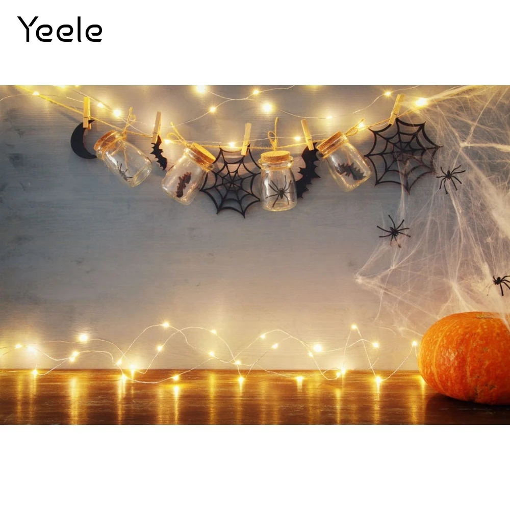 

Yeele Halloween Light Pumpkin Drifting Bottles Spider Photography Backgrounds Photographic Decoration Backdrops For Photo Studio