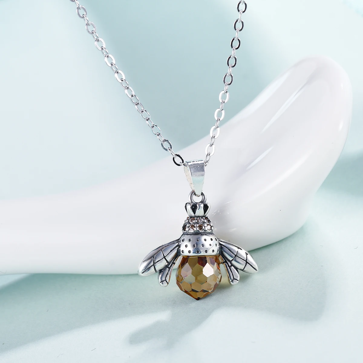 

Tuliper 925 Sterling Silver Bee Necklace For Women Animal Pendant Chain Jewelry Kpop Korean Fashion ネックレス