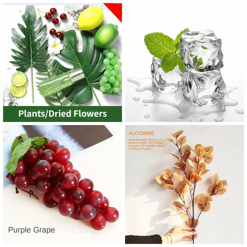 

Mini Photos Shoot Lemon Ice Cubes Background Food Jewelry Photography Props Backdrops Studio Fake Plant Leaves Beauty Posing