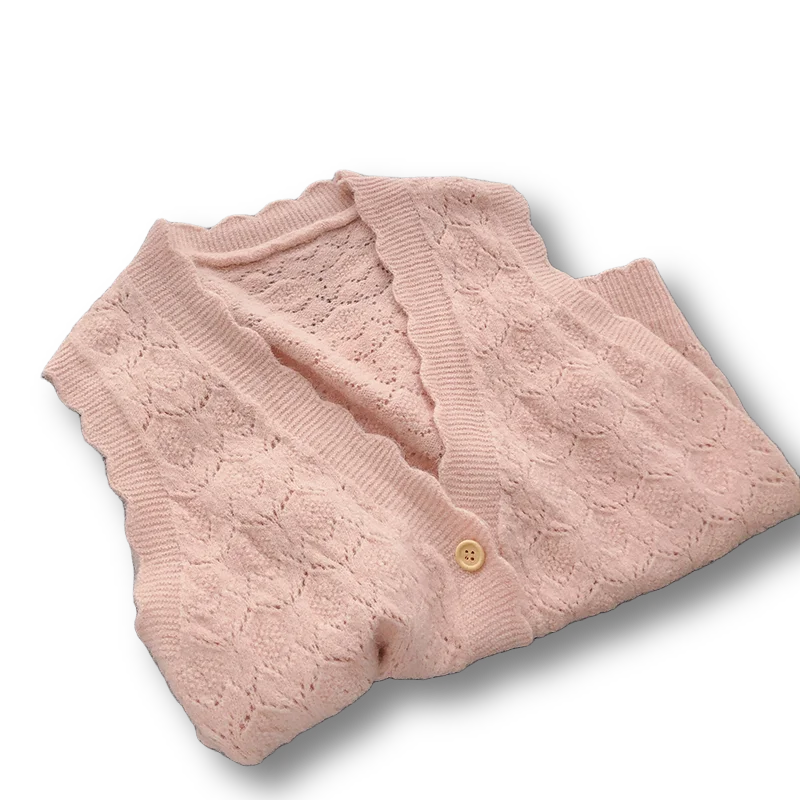 

Knitted Hollow Out Women Sweater Vest Solid V-Neck Loose Home Wear All Match Female Outwear Coats Tops