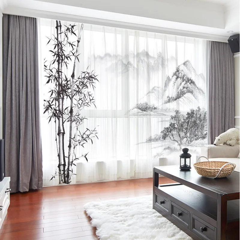 

Шторы AhLoyalty, китайский стиль, полиэстер, просвечивающиеся