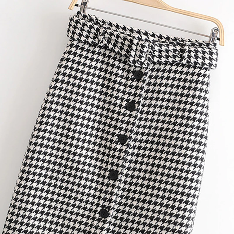 Женская клетчатая юбка макси в стиле ретро Повседневная офисная винтажная