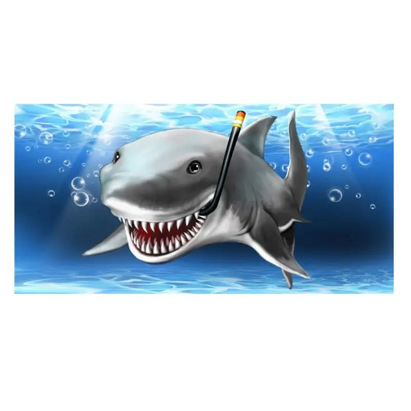 

Lustige Witz Smiling Shark Strand Bad Handtücher Neuheit Cartoon Weiß Shark Malerei Schwimmen Surf Handtuch Große Unterwasser Ti