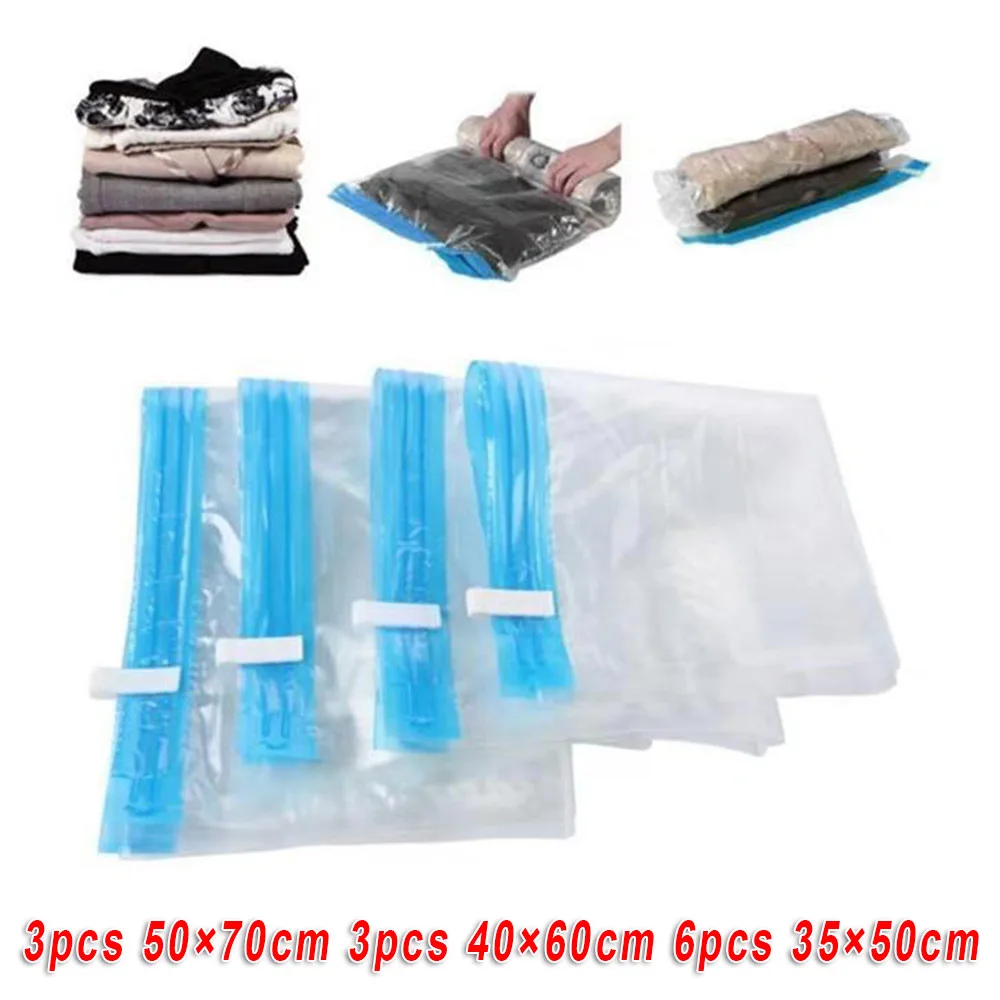 12Pcs/set PA + PE Travel Compression Vacuum Storage Space Saving Bags Saver Vacum Bag Durable | Дом и сад
