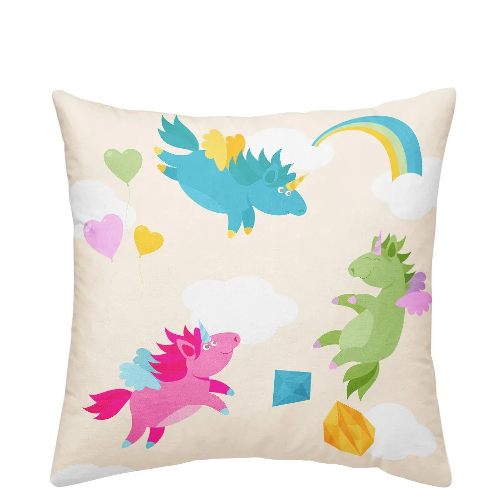 Мультфильм постельное белье с изображением единорога комплект облака принтом в