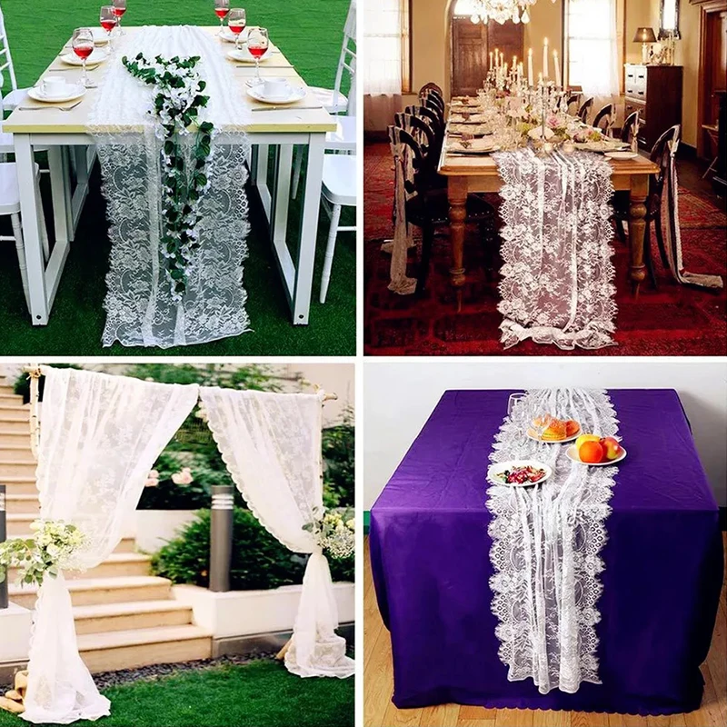 Настольная скатерть с цветочным кружевом 35*300 см | Дом и сад