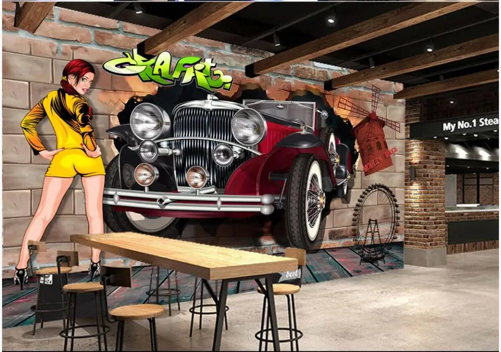 

3d wallpaper custom photo any size mural Beautiful car model with broken car wall 3d wall murals wallpaper for living room