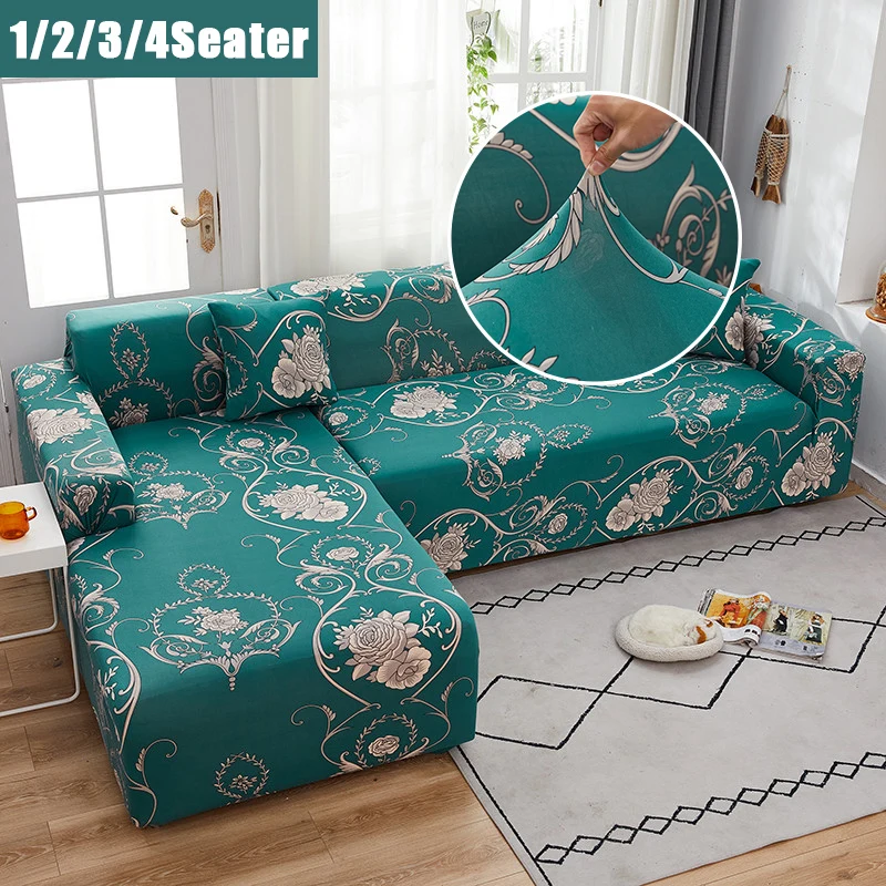 

Floral Prints Elastic Stretch Sofa Cover All-inclusive Sectional L Shape Sofa Couch Slipcover Sofa Covers for Living Room