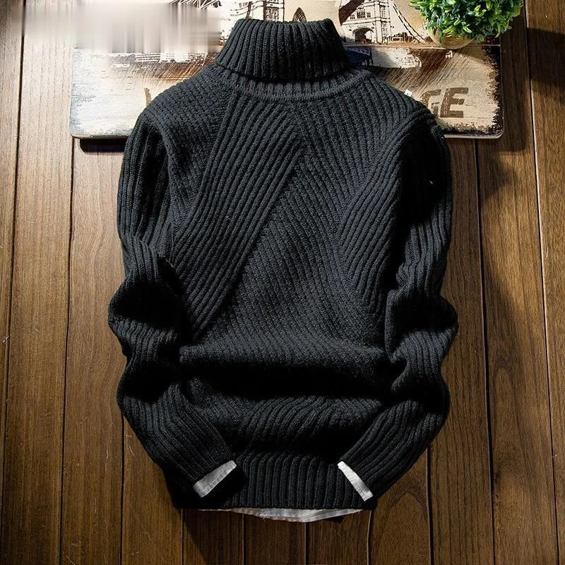 

Zoulv 2021 Men Winter Thick Warm Pullover Men Slim Fit Pull Homme New Fashion Classic Solid Color Turtleneck Sweater
