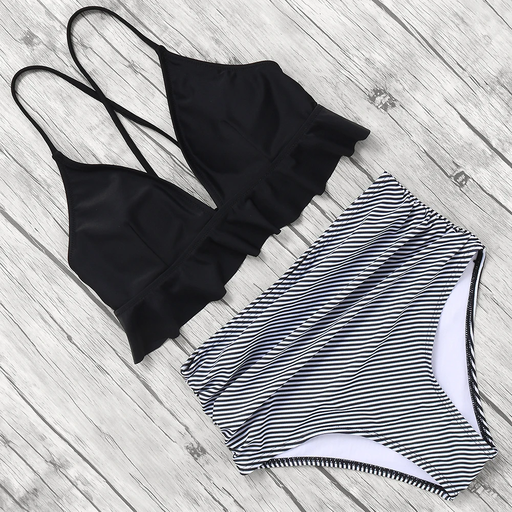 Женское бикини с высокой талией купальный костюм принтом сексуальный комплект
