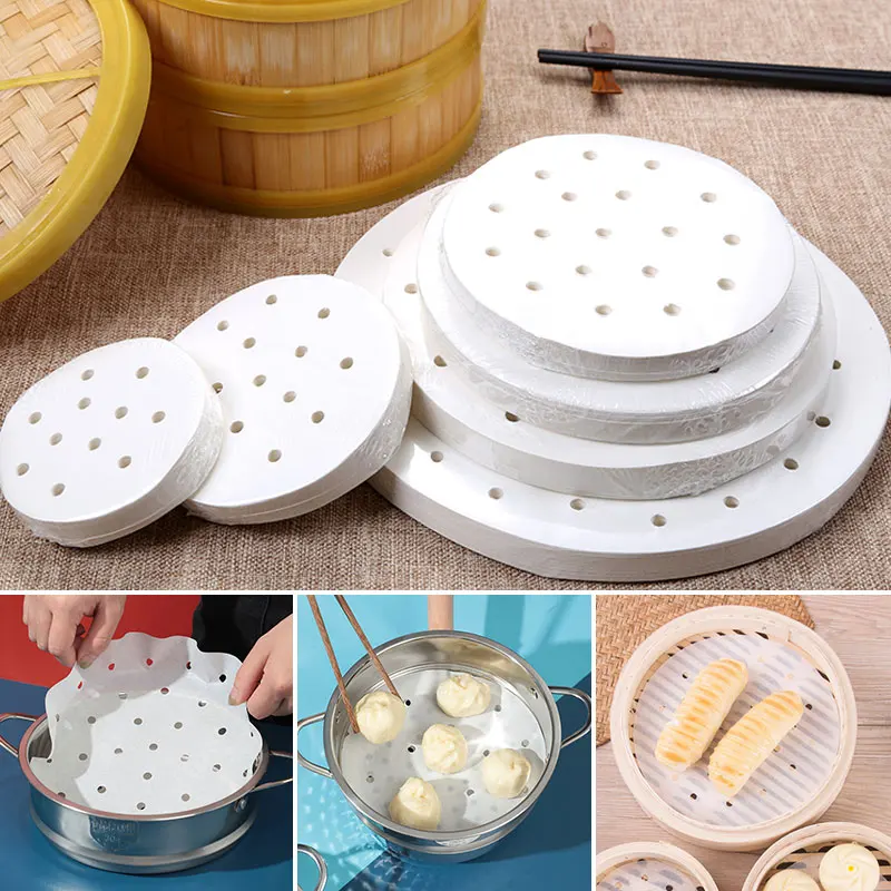 50Pc/Bag Air Fryer Steamer Liners Premium Perforated Wood Pulp Papers Non-Stick Steaming Basket Mat Baking Utensils For Kitchen | Дом и сад