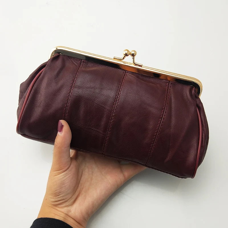 

NICOLE & CO Women Coin Purse Genuine Leather Card Package Holder Wallet Metal Frame Original Small Change Purse phone Bag new