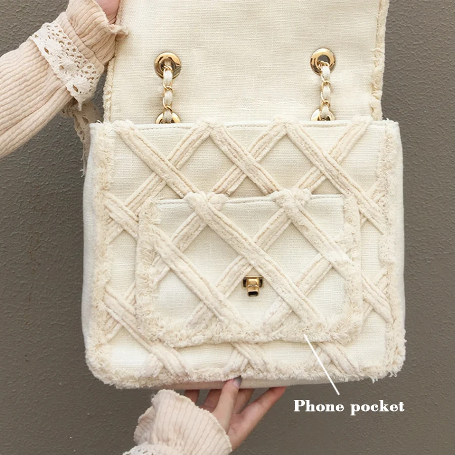 

Luxury Shoulder Bags for Women Canvas Cotton Ladies Designer Shoulder Bag Cloth Wool Palid Female White Handbag Large Shopper