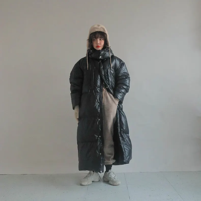 CHEERART Plus Size Long Winter Coat Women Parka Loose Puffer Jacket Hooded Bubble Coat Anorak Fashion Clothing