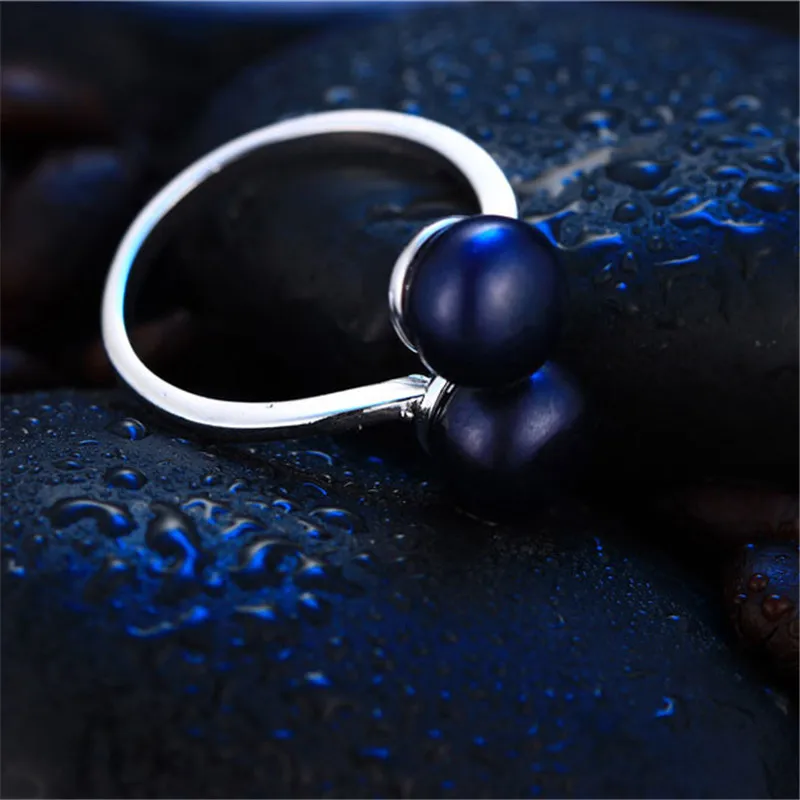 Dainashi 100% Genuine Freshwater Cultured Pearl Ring Fashion Design 925 Sterling Silver Simple Open Adjustable for Women | Украшения и