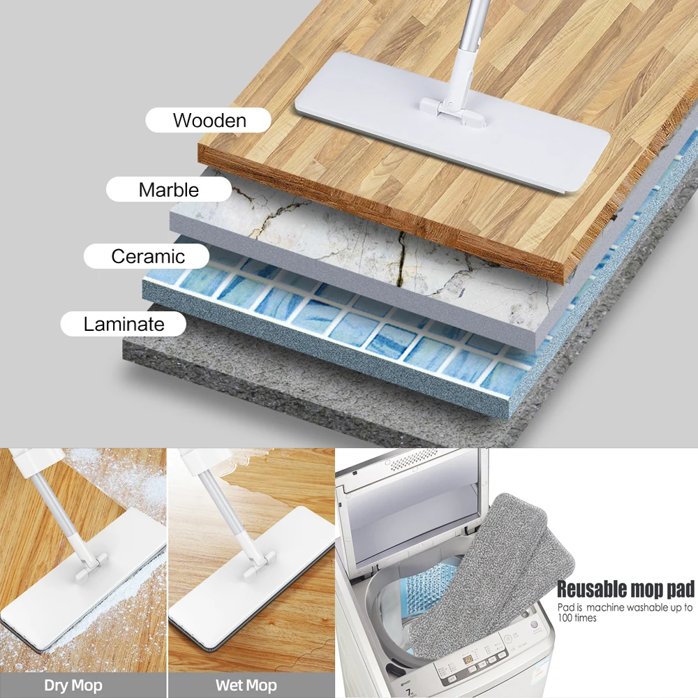 Легко отжимающаяся Швабра ленивая плоская 360 спин влажная сухая швабра с