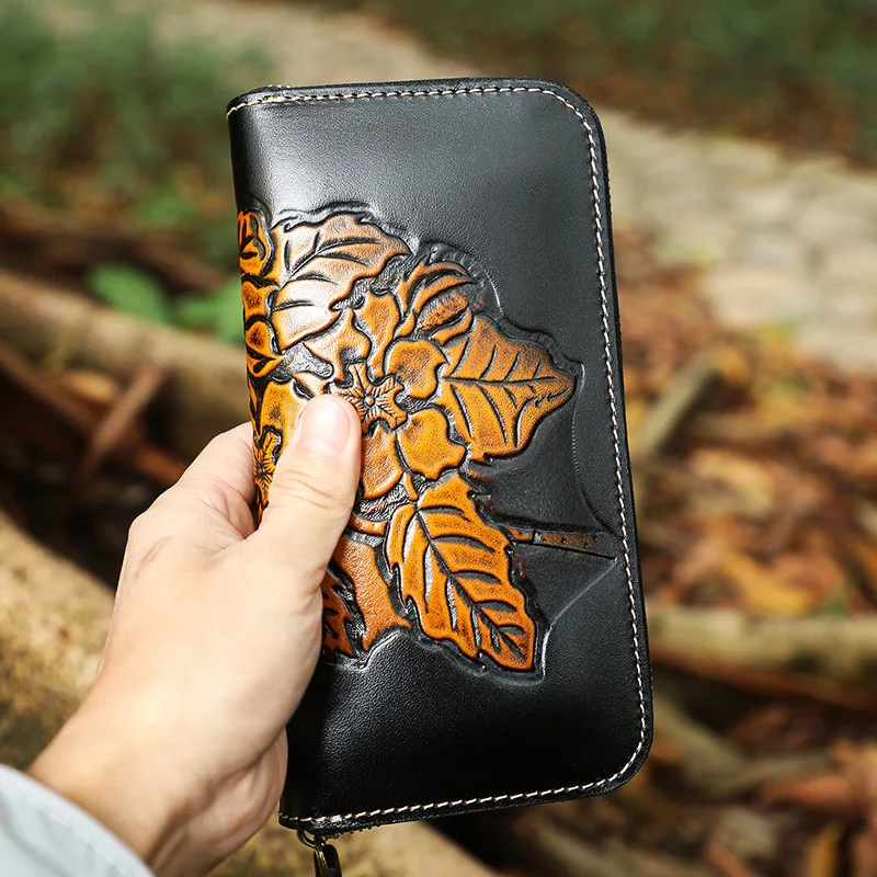

YourSeason Ladies Cow Leather Vintage Large Clutch Purse Card Holder 2021 Handmade Women's Embossed Hand Wallets