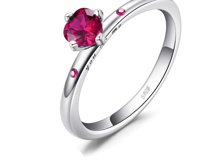 Jewelrypalace реальные 925 пробы серебро душевная любовь Скарлет Циркон Solitare обручальные кольца для женщин ювелирные украшения подарки