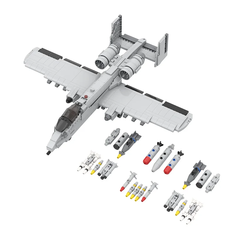 

MOC Fighter Model A-10 Thunderbolt II Aircraft Building Blocks Assemble Airplane Plane Bricks Game Toys For Children Kids Gifts