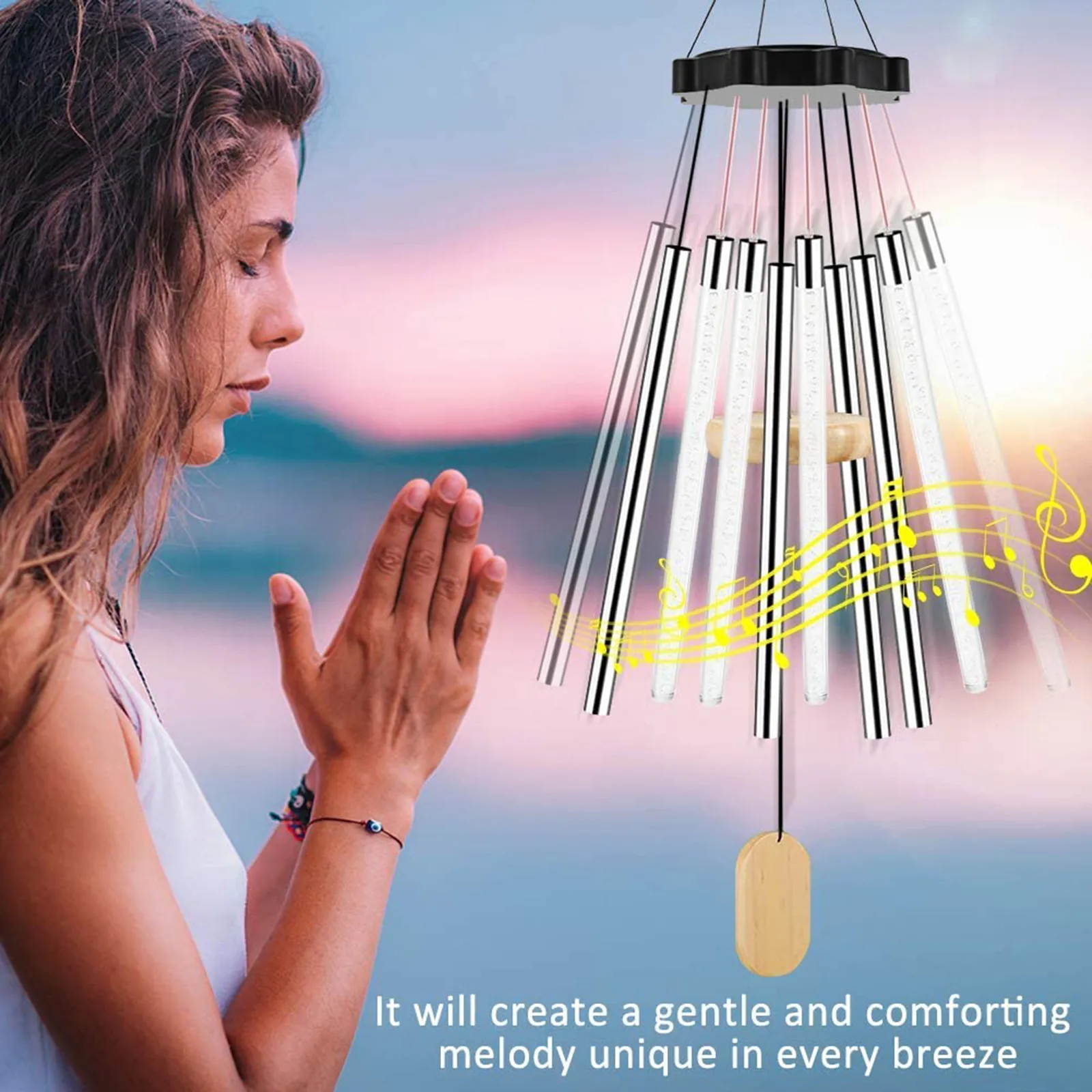 

Solar Wind Chimes Changing Colors Waterproof Led Wind Chimes For Outside Household Ornament Decoration Hanging Accessories