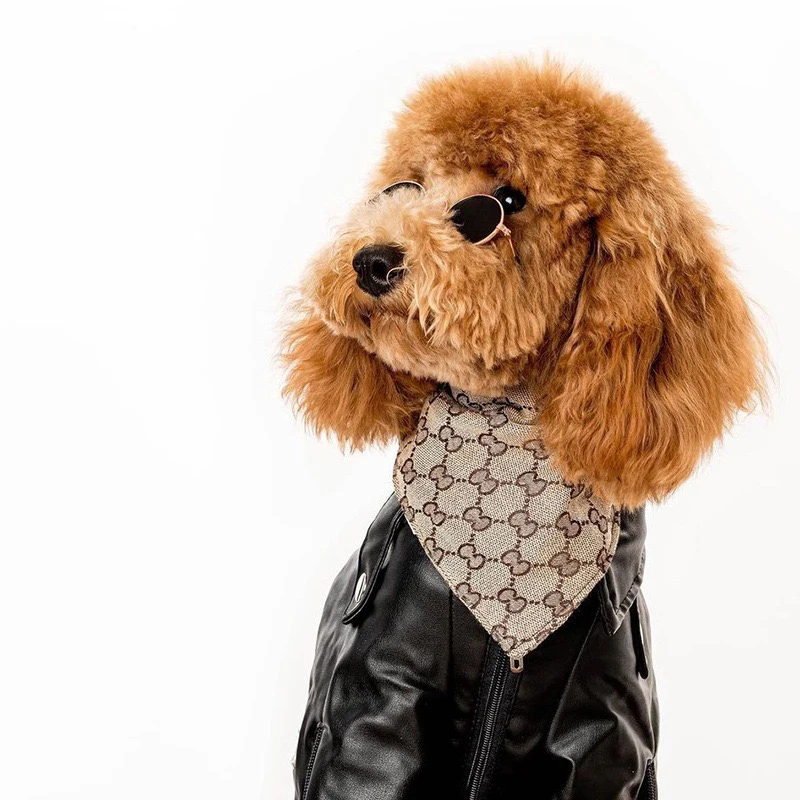 

Ins Tide Brand Dog Double G Bib Pet Saliva Triangle Bichon Teddy Hiromi Bib Cat Dog Method Fight