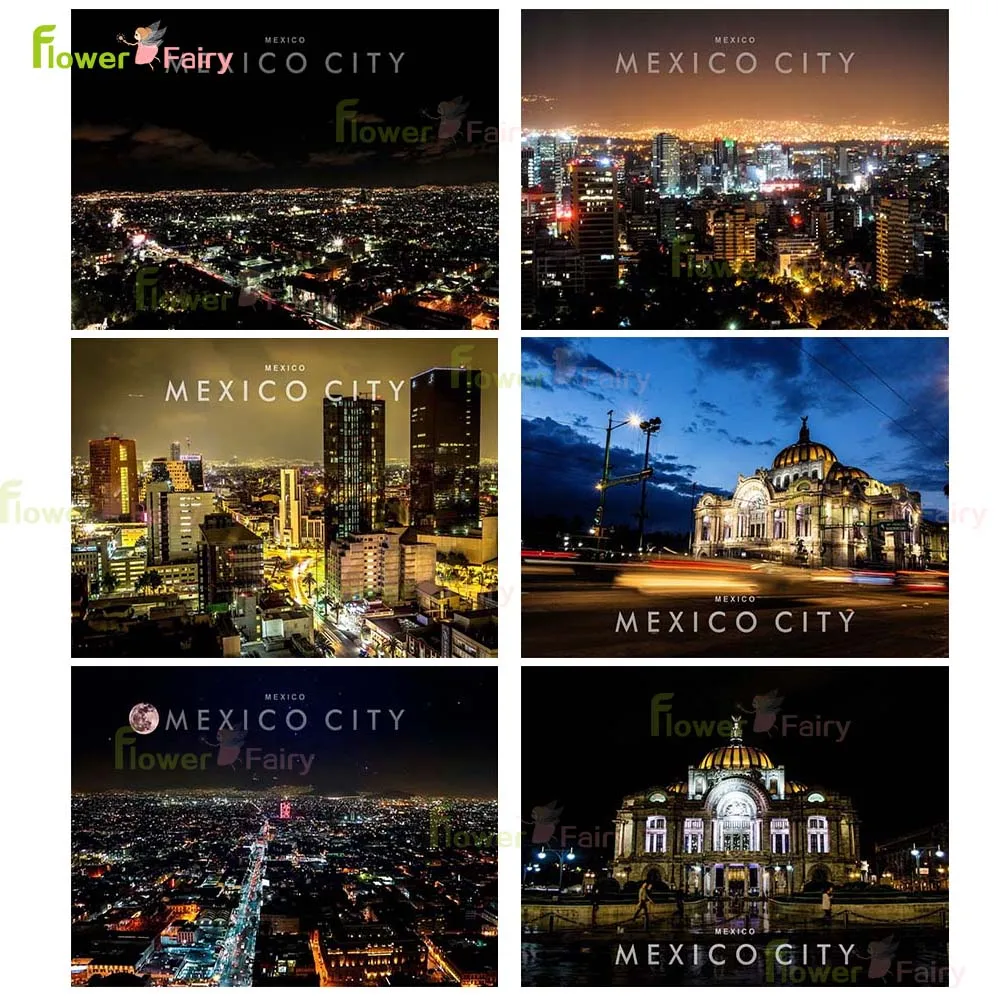 

Vintage Mexico City Night View Building Nordic Poster Wall Art Canvas Painting Wall Pictures For Living Room Home Decor Unframed