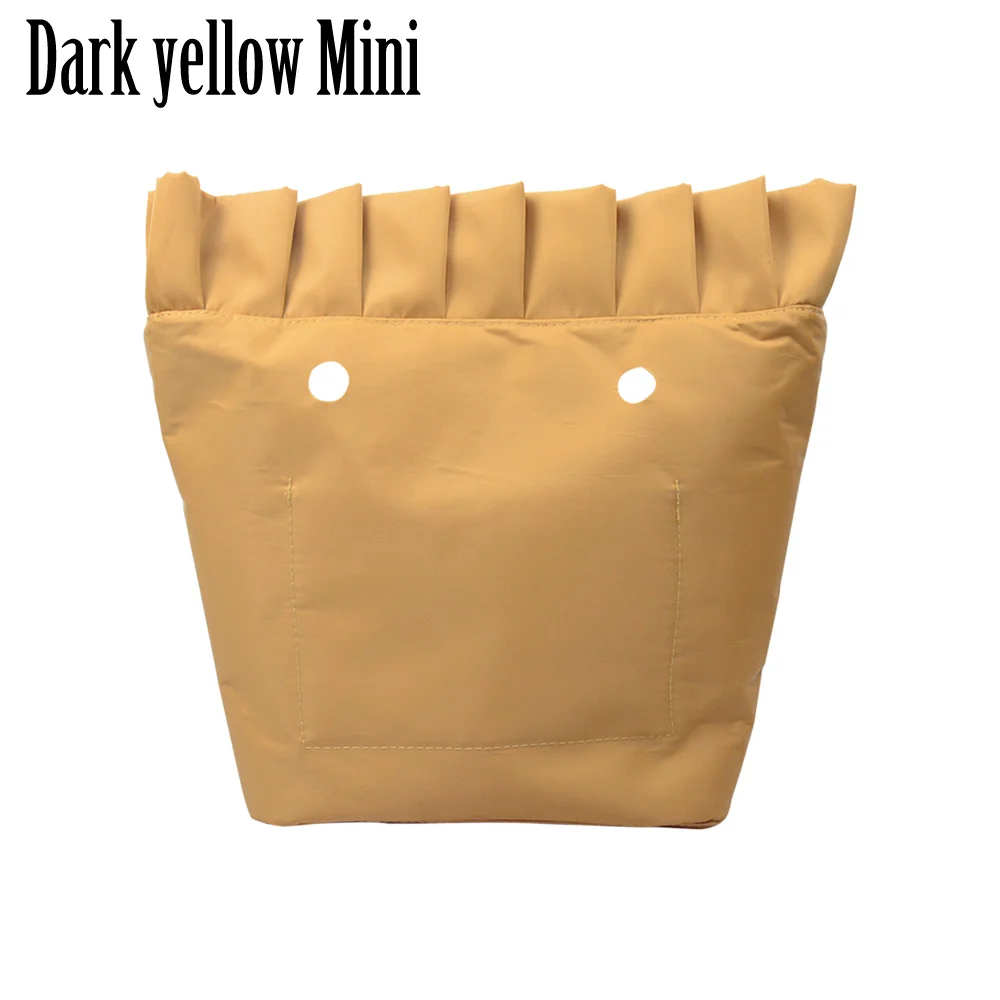 dark yellow mini Huntfun новая гофрированная плиссированная Ткань водонепроницаемая внутренняя подкладка вставка карман на молнии для классического мини Obag внутренний карман для O сумки - Цвет: dark yellow mini