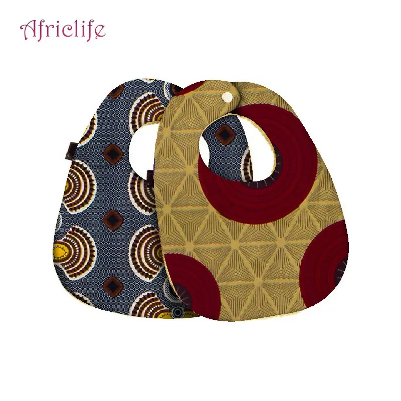 

African Ankara Wax Fabrics Cotton Bibs For Kids Newborn Baby Feeding Tableware Baby Bibs For Toddler Feedings 2pcs /Set WYB128