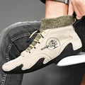 2020 Men Winter Boots Fashion Leather Boots Men Autumn Winter Snow Casual Shoes Men Outdoor Light Ankle Antislip Warm Zapatos