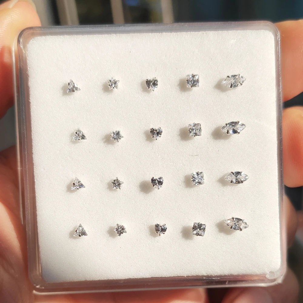 

925 Sterling Silver 22g Nose Stud Clear CZ Nariz Nose Pirercing Nez stud jewelry 20pcs/pack