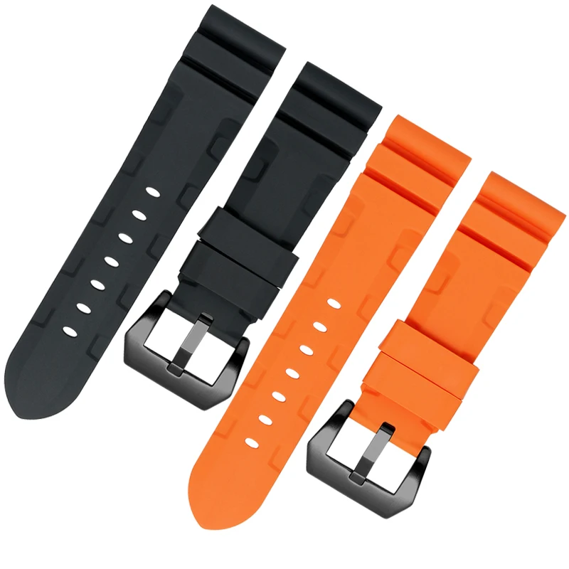 Silicone Rubber watchband for PAM  wristband sport strap 24mm 26mm bracelet waterproof black  orange brown green  Accessories