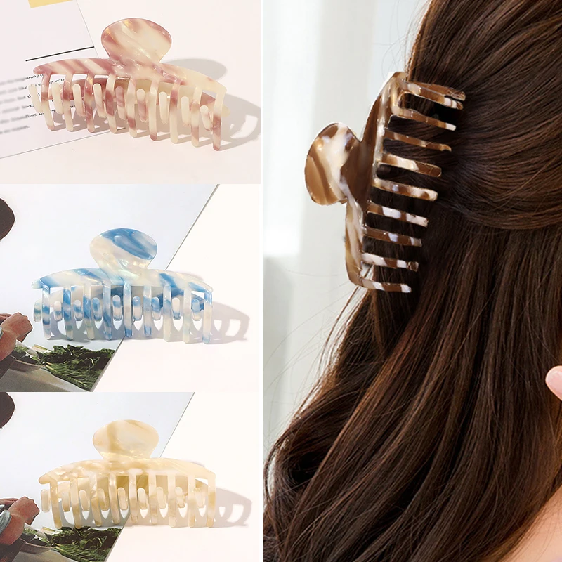 

Korean Version Acetate Acrylic Large Size Hair Claws Geometric All-matched Ins Style Grab Barrettes Trendy Twill Keel Hair Clip