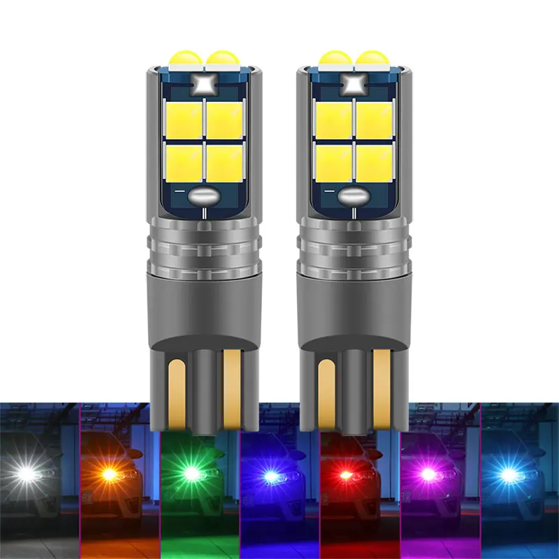 

2pcs New T10 LED Canbus W5W 3030 10SMD 10W 12V-24V 194 168 Auto LED Car Interior Light plate Dome Reading Lamp Clearance Light