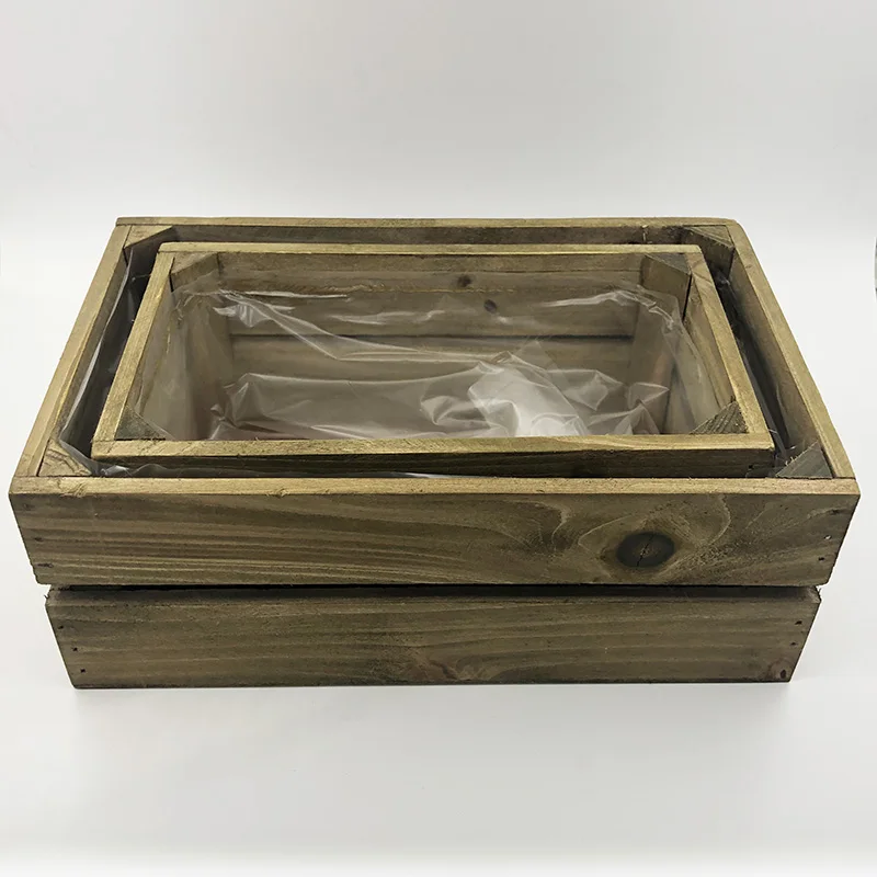 Набор из 2 дерева Коробки ящик для комнатных растений горшок суккулента лотки дом