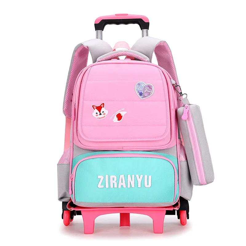 

Kids Wheels Removable Trolley school Backpack Children school bags Girls Kids travel bag princess Schoolbag Mochilas Escolares