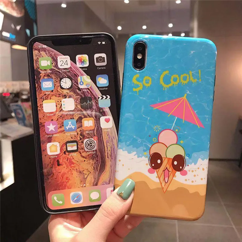 GYKZ крутой чехол для пары мороженого iPhone XS MAX XR 11 Pro 7 X 8 6 6s Plus мультяшный узор мягкий