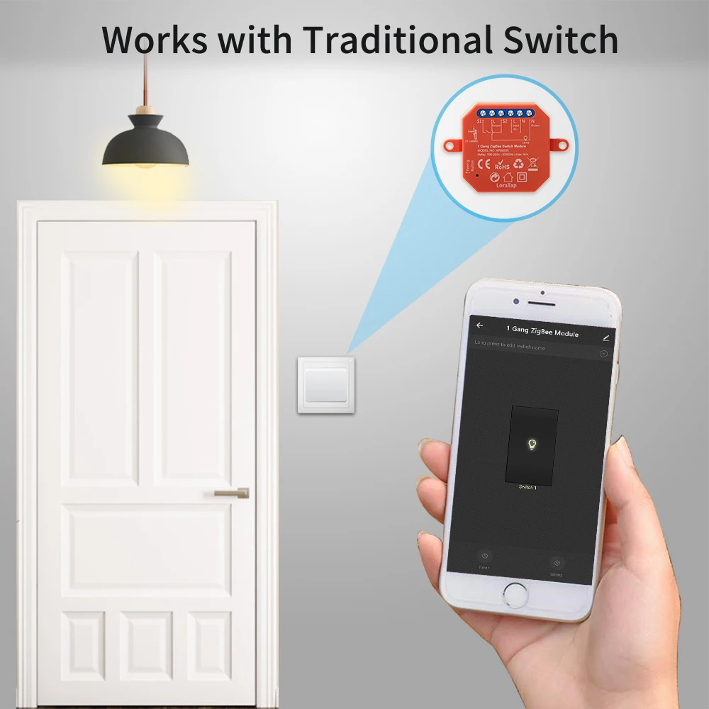 LoraTap Tuya ZigBee 3.0 светильник релейный модуль Smart Life Google Home Alexa приложение