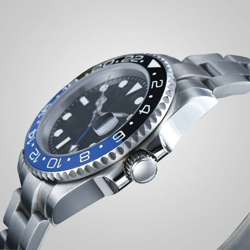 Автоматические Мужские часы 40 мм GMT синие и черные аналогичные сапфировое стекло