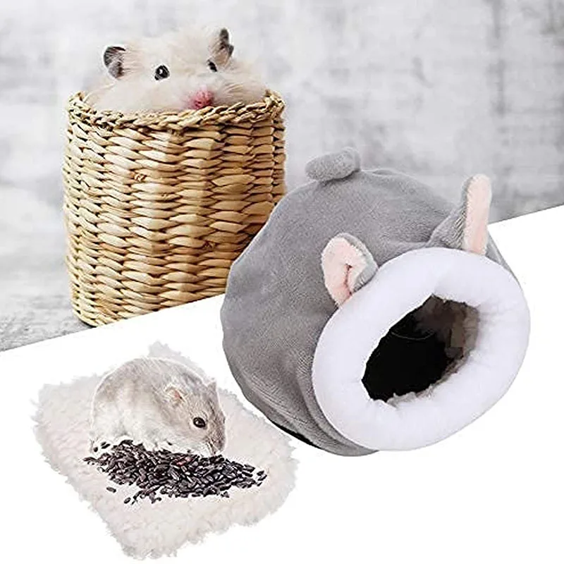 

Hamster House Warm Soft Beds And Houses Rodent Cage Printed Hammock for Rats Cotton Guinea Pig Accessories Small Animal