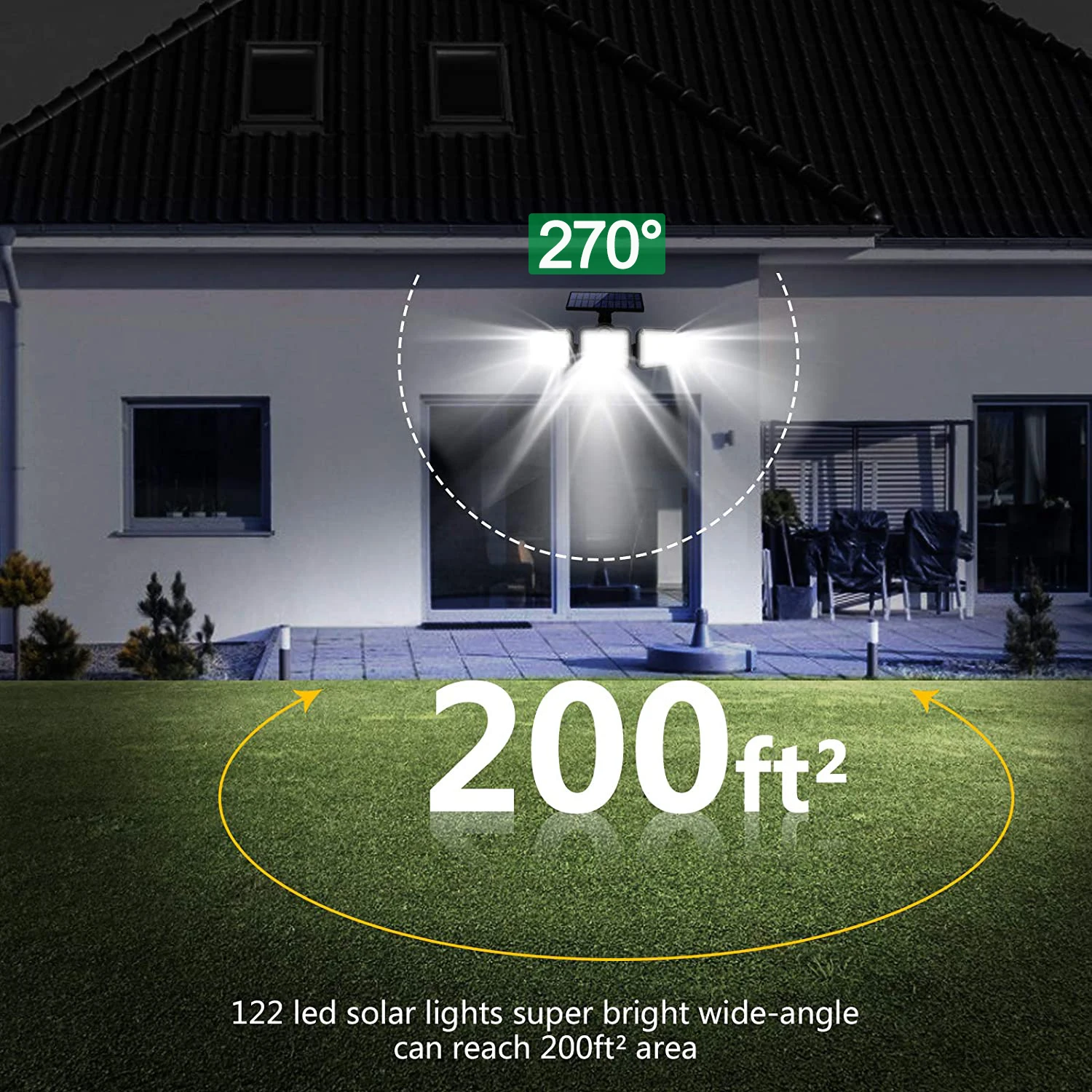 

Outdoor Solar Light Wall Lamp 138 Led 3 Head 270 Wide-angle Lighting Waterproof Garden Light With Motion Sensor Led Floodlight