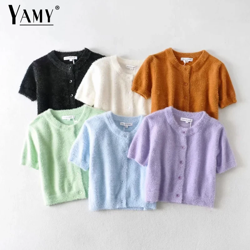 

Sweater women cardigan short sleeve streetwear korean knittted sweaters elegant white cardigans black summer shirt 2020
