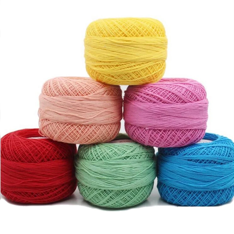 Розничная продажа 50 г/шарик 8 # 2ply DIY цветная тонкая кружевная Пряжа пряжа для