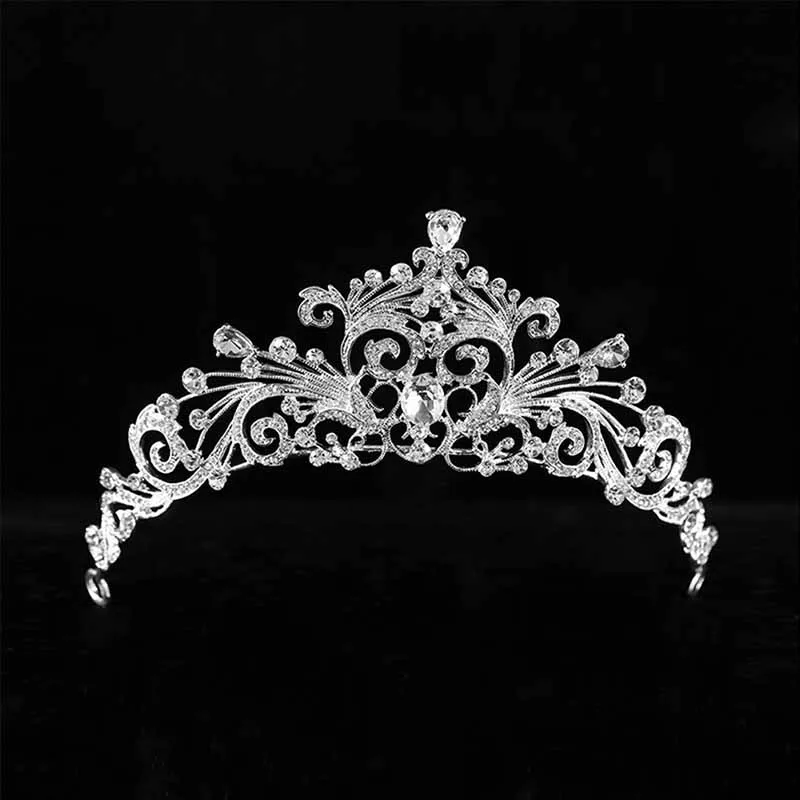 Женская диадема для волос FORSEVEN серебряного цвета с кристаллами в виде сердца