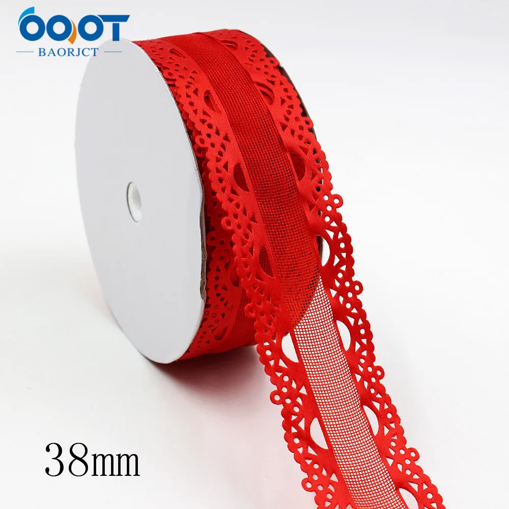 Цветные двусторонние ленты OOOT BAORJCT L-20401-191 38 мм 5 ярдов полые цветы аксессуары для