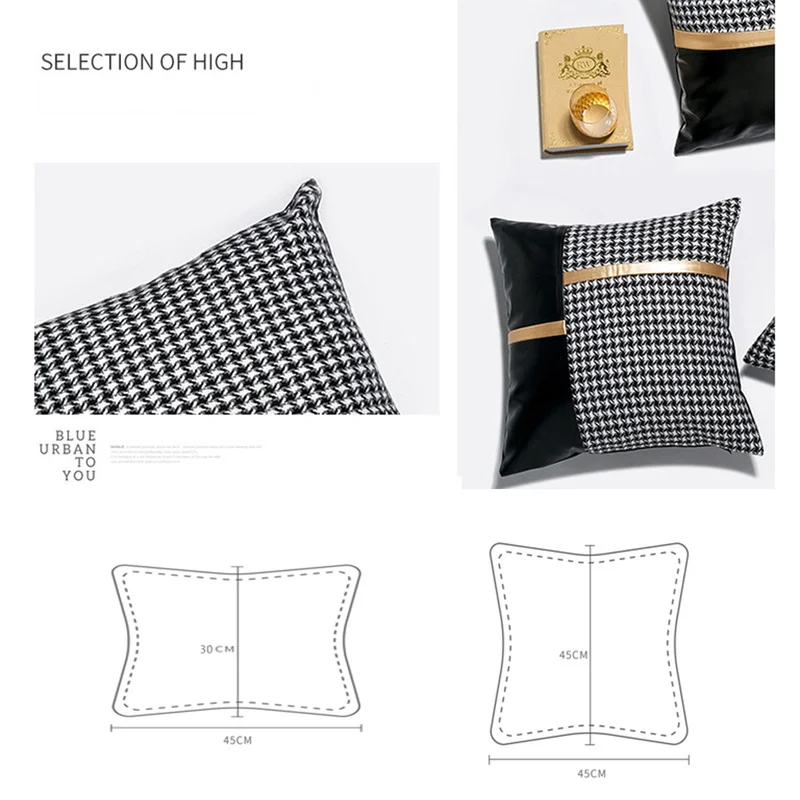 Modern PU Stitching Cushion Cover Patchwork Soft Comfortable Pillow Sofa Car Home Decorative Pillowcase 45x45cm/30x50cm | Дом и сад