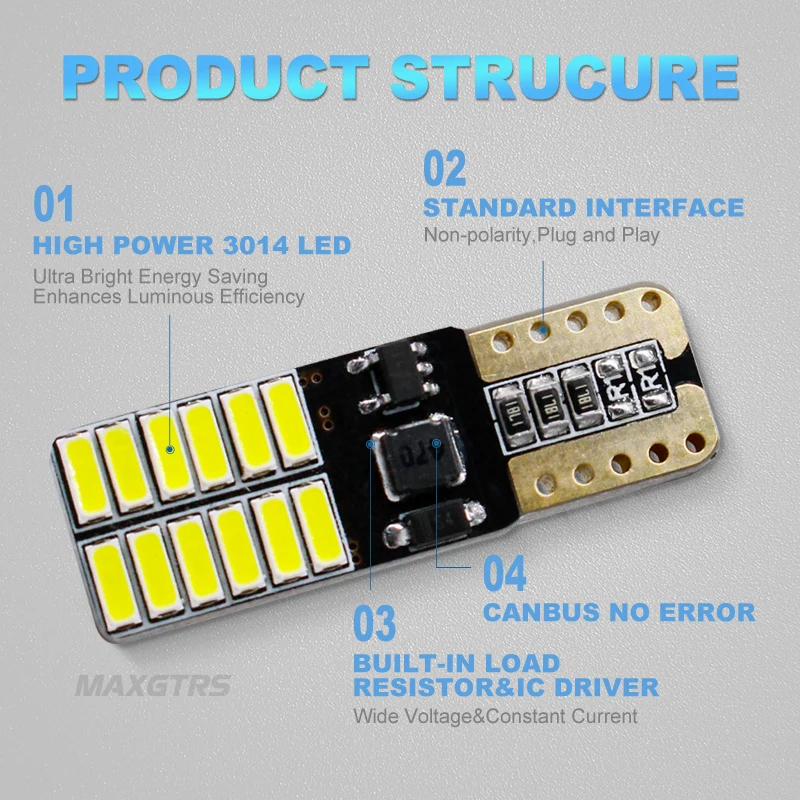 5x 800LM 1000LM T10 W5W 3014 чип 24Led SMD Canbus Авто Номерного Знака купол Включите Singal светильник